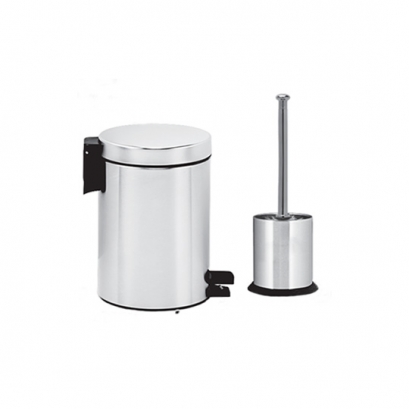 سرویس سطل 3لیتری سایلنت استیل و برس توالت استیل مشکی