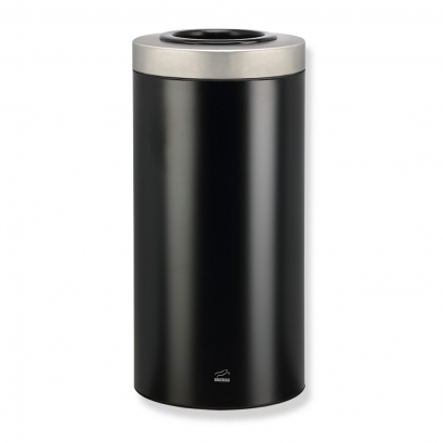 سطل زباله 45 لیتری استوانه ای مشکی در استیل 