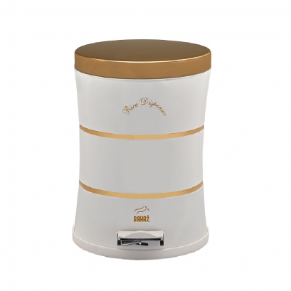 سطل پدالدار 14 لیتری کمر باریک Silent–دوخط  سفید در استیل طلایی سطل پدالدار 14 لیتری کمر باریک Silent–دوخط  سفید در استیل طلایی