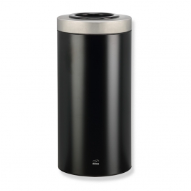 سطل زباله 45 لیتری استوانه ای مشکی در استیل 