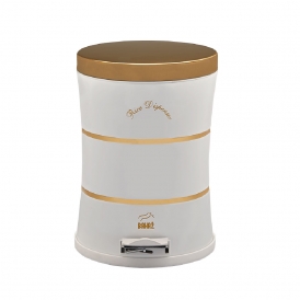سطل پدالدار 14 لیتری کمر باریک Silent–دوخط  سفید در استیل طلایی سطل پدالدار 14 لیتری کمر باریک Silent–دوخط  سفید در استیل طلایی